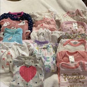 Lot of 15 baby girl preemie pjs